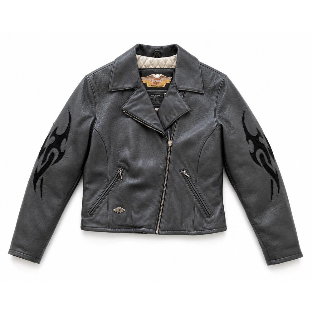 Harley Davidson Black Leather Jacket RN 103819 / CA 03402 Womens Size Medium